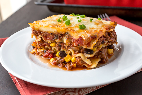 Mexican lasagna on a plate